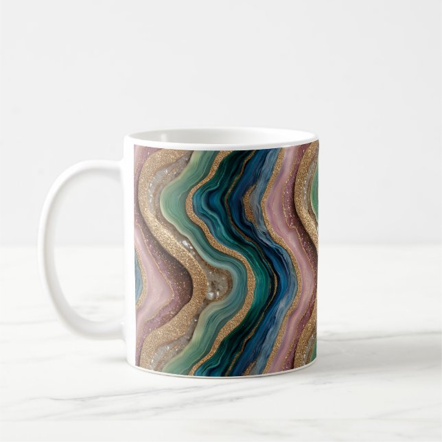 Glitzer Agate Pink Aquamarine Kaffee Tasse (Links)