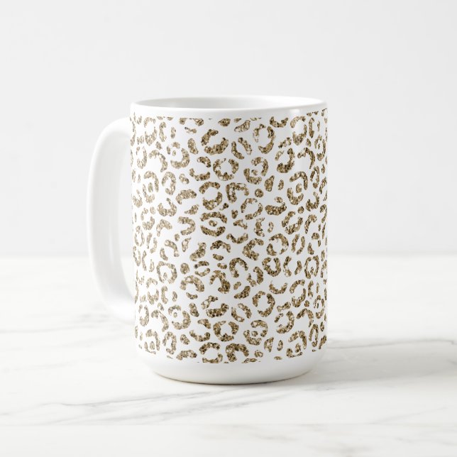 Glitzer Antiquitäten Gold Leopard Print        Kaffeetasse (Vorderseite Links)