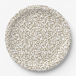 Glitzer Antiquitäten Gold Leopard Print      Pappteller