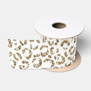 Glitzer Antiquitäten Gold Leopard Print         Satinband