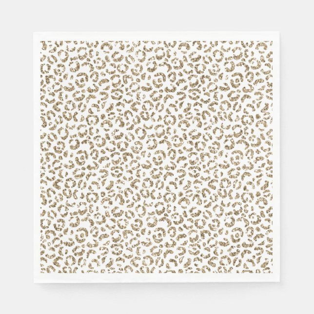 Glitzer Antiquitäten Gold Leopard Print Serviette (Vorderseite)