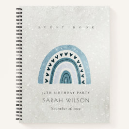 GLITZER AQUA BLAUE RAINBOW HERZ KINDERGEBURTSTAG NOTIZBUCH