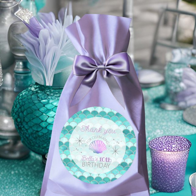 Glitzer Aquamarin Mermaid Scales Geburtstag Vielen Runder Aufkleber (Von Creator hochgeladen)