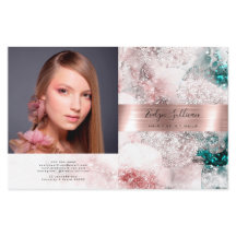 Glitzer Aquarell Rose Goldfolie zweifach Broschüre