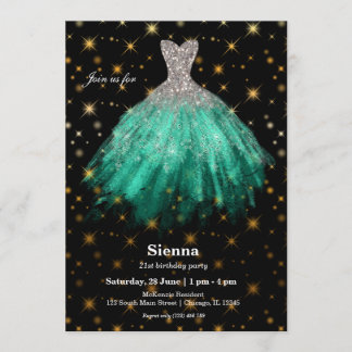 Glitzer Aquarellkleider Einladung