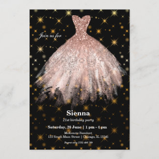 Glitzer Aquarellkleider Einladung