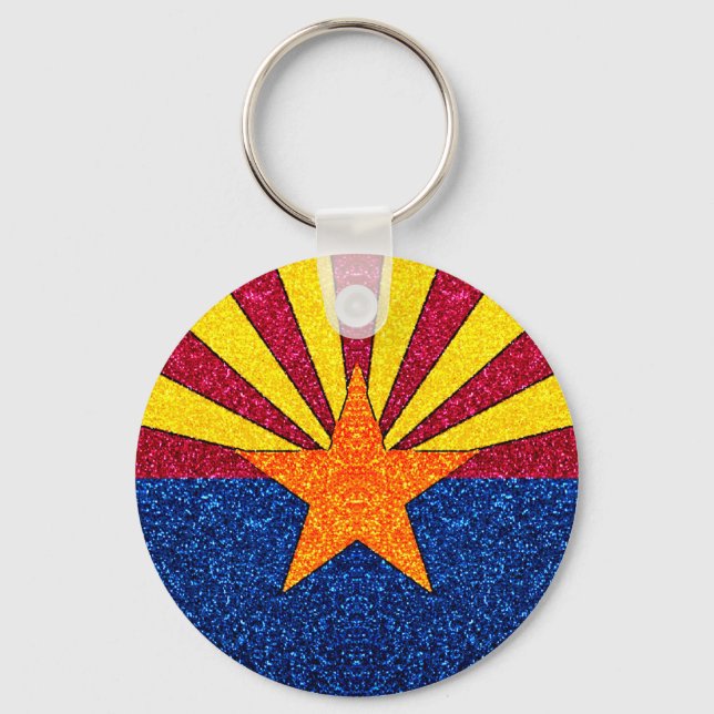 Glitzer Arizona Fahne rund Schlüsselanhänger (Vorderseite)