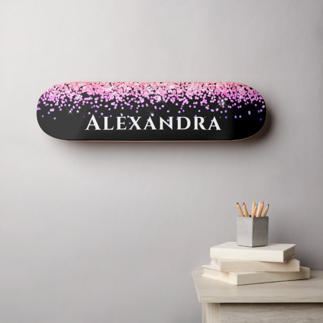 Glitzer  Ästhetischer Individuelle Name in Schwarz Skateboard (Wandkunst (Horz))