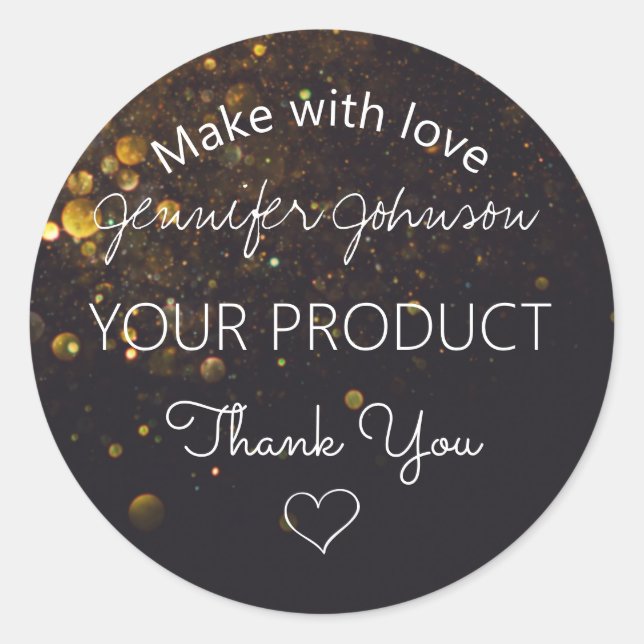 Glitzer auf dem Schwarz-Klassik-Rundaufkleber Runder Aufkleber (Vorderseite)