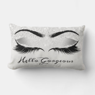 Glitzer Augen Makeup Lashes Silbergrau Lendenkissen