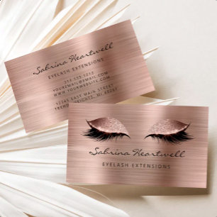 Glitzer Augen Rose Gold Metallische Wimpernverläng Visitenkarte