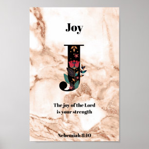 Glitzer aus Korallenmarbor J Monogram, individuell Poster