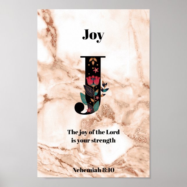 Glitzer aus Korallenmarbor J Monogram, individuell Poster (Vorne)