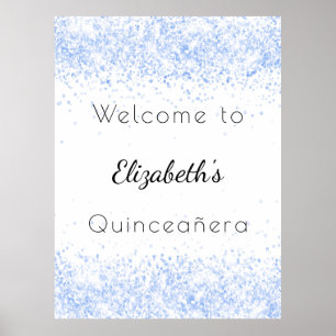 Glitzer aus Quinceanera, blau, willkommen Poster
