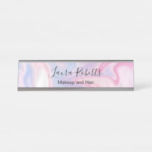 Glitzer aus rosa Marmor Schreibtischnamensplakette
