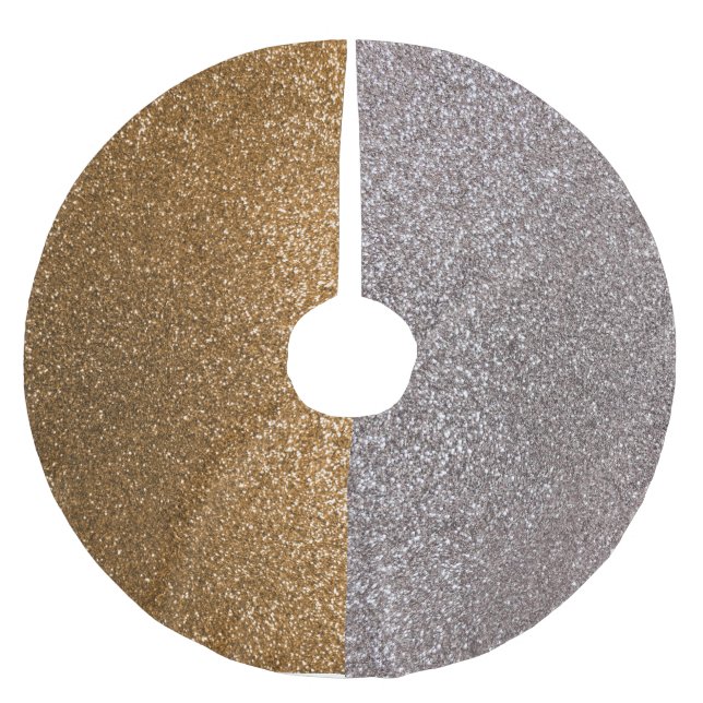 Glitzer aus Silber und Gold Polyester Weihnachtsbaumdecke (Vorderseite)