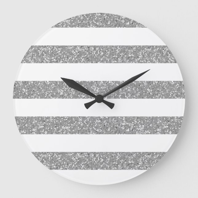 Glitzer-Aussehen Streifen Wall Clock Große Wanduhr (Vorderseite)
