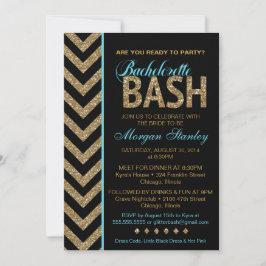 Glitzer Bachelorette Bash Party Einladung BLUE
