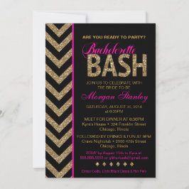 Glitzer Bachelorette Bash Party Einladung Rosa