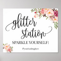 Glitzer-Bahnhof Schild rosa boho chic Brautparty