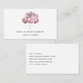 Glitzer Ballon Bunch Pink und Silber Visitenkarte