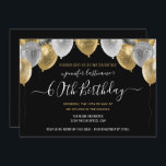 Glitzer Balloons 60. Geburtstagsparty Einladung<br><div class="desc">Elegante Imitate Silber und Gold Glitzer Ballons an der oberen Grenze. Alle Texte sind individuell einstellbar und lassen sich für Ihr eigenes Party leicht ändern. Das elegante Design der Geburtstagsgeschenke,  jedes Jahr,  das Alter kann verändert werden</div>