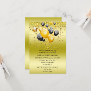Glitzer Balloons Confetti 50. Hochzeitstag Einladung