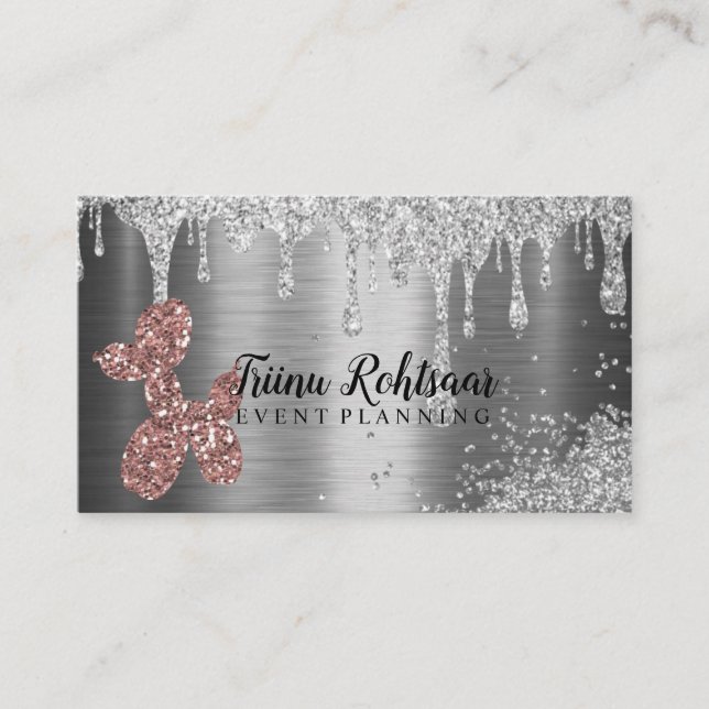 Glitzer Balloons Eventplaner Business Card Visitenkarte (Vorderseite)