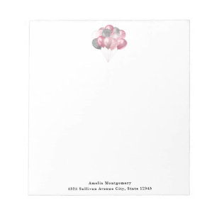 Glitzer Balloons Rosa und Silber Notizblock