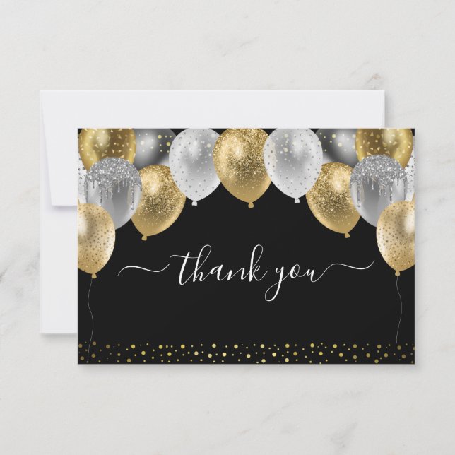 Glitzer Balloons Vielen Dank Dankeskarte (Vorderseite)