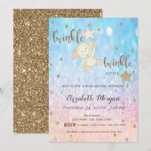 Glitzer Bär Funkeln Kleiner Stern Bokeh Babyparty Einladung