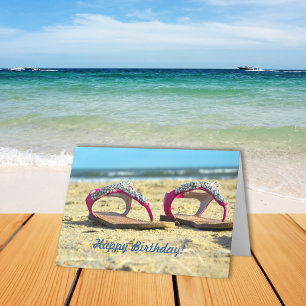 Glitzer Beach Sandals Happy Birthday Karte