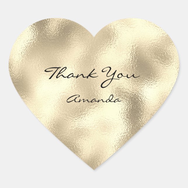 Glitzer Beauty Name Bridal Herz Danke Gold Herz-Aufkleber (Vorderseite)