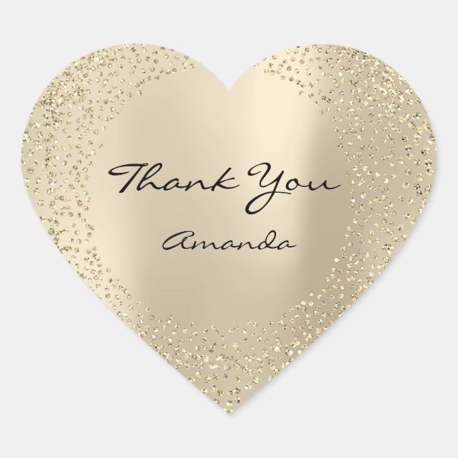 Glitzer Beauty Name Bridal Herzlichen Dank Champai Herz-Aufkleber (Vorderseite)