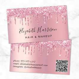 Glitzer Beauty QR Code Rosa Visitenkarte