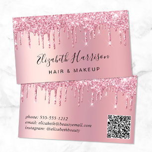 Glitzer Beauty QR Code Rosa Visitenkarte