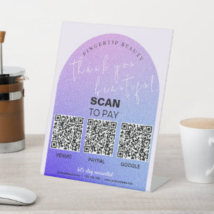 Glitzer Beauty Salon QR Code Unberührbare Bezahlun Sockelschild