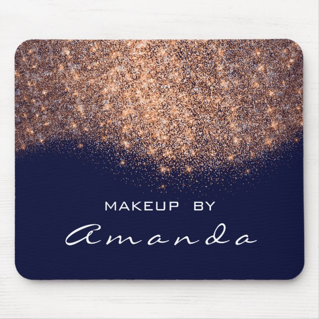 Glitzer Beauty Studio Makeup Kupfer Blue Navy Name Mousepad (Vorne)