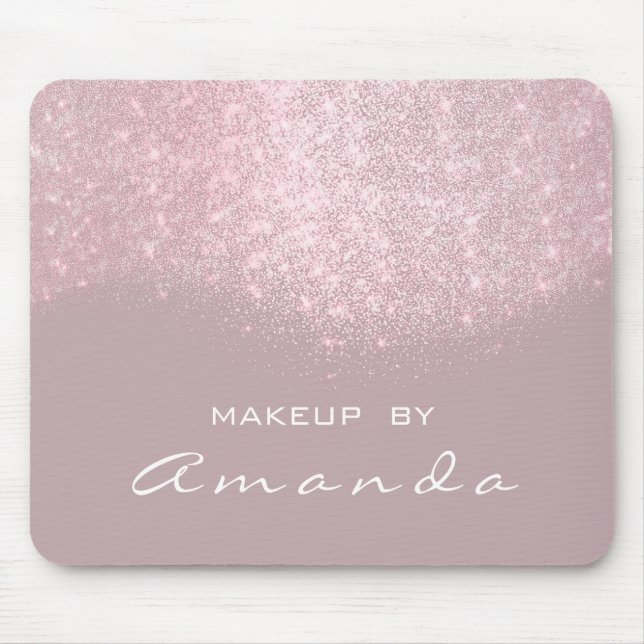 Glitzer Beauty Studio Makeup Name Rosa Mousepad (Vorne)