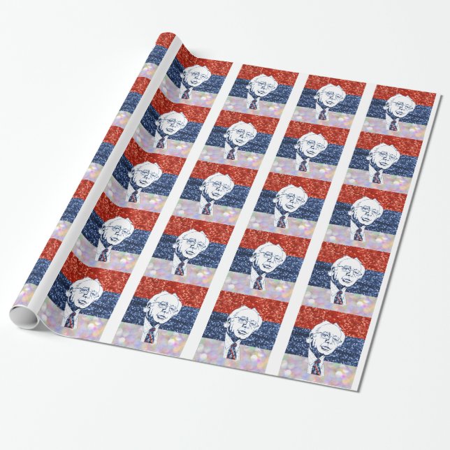 Glitzer bernie sanders geschenkpapier (Ungerollt)