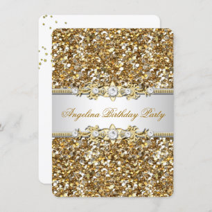 Glitzer Birthday Party Gold Jewel Diamond Einladung