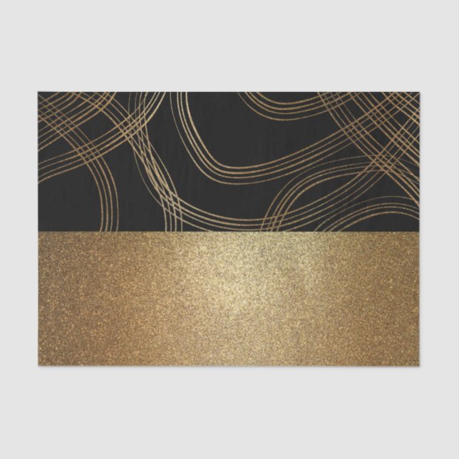 Glitzer Black and Bronze Modern Luxus Glam Chic Seidenpapier (Vorderseite)
