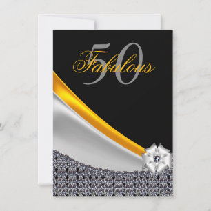 Glitzer Black and Gold Fantastische 50. Geburtstag Einladung