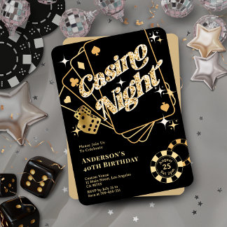 Glitzer Black & Gold Sparklasso Vegas Casino Einladung