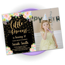Glitzer Black Princess Birthday Einladungen Foto
