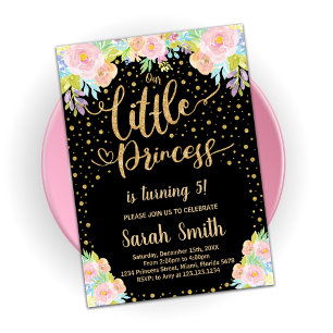 Glitzer Black Princess Einladungen zum Geburtstag