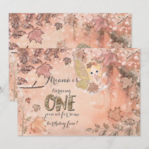 Glitzer Blätter Winter Herbst Feen Party Einladung