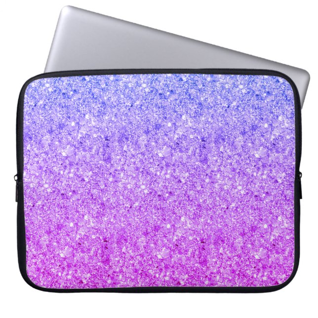 Glitzer Blau und Rosa Laptopschutzhülle (Vorderseite)