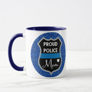 Glitzer-blaue Polizei-Mama LÖWE-Stützkaffee-Tass Tasse