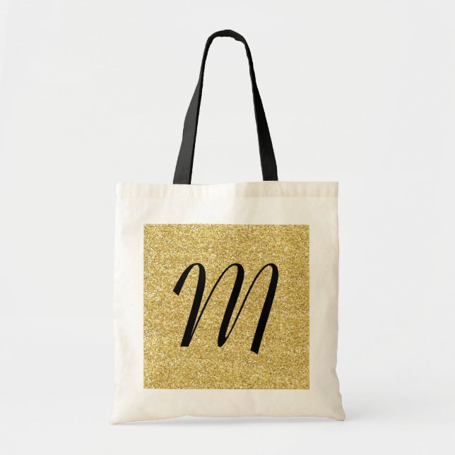 Glitzer-Blick Disco-Monogramm-Tasche Tragetasche (Vorne)